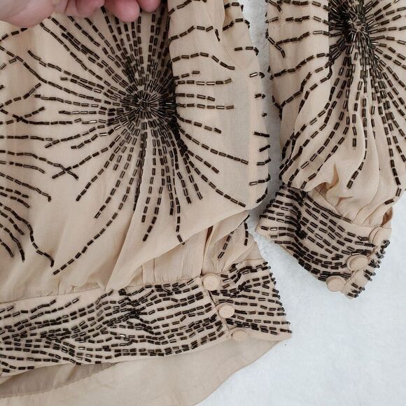 NWT Haute Hippie Blouse Womens Small Silk Beaded Embellished Tunic Top Boho - Picture 6 of 14